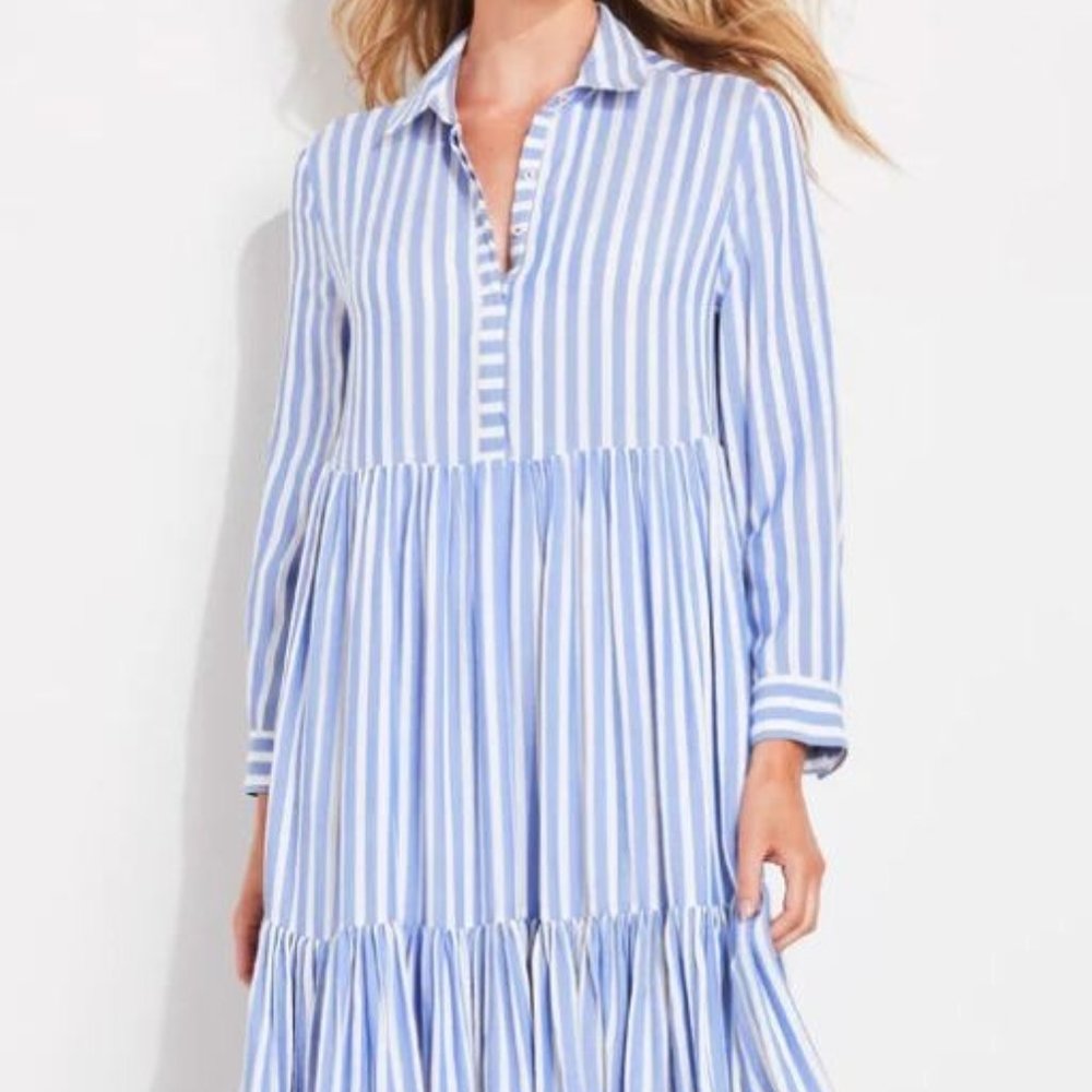 Vineyard Vines Sail Stripe Tiered Shirt Dress